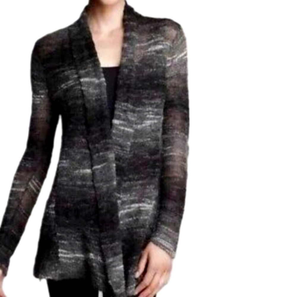 EILEEN FISHER Textured Loose Soft Sheer Knit Open Front Lightweight Cardigan